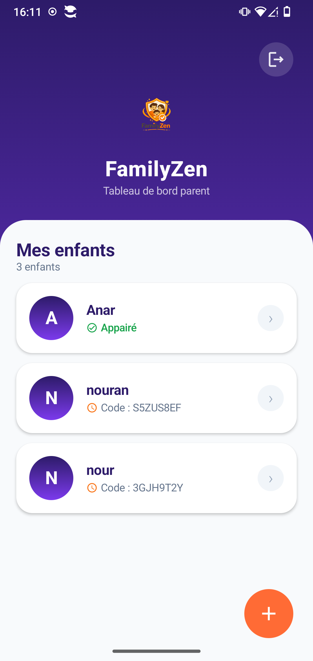 Liste enfants
